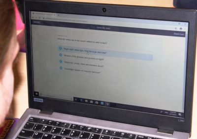 Online test being displayed on laptop